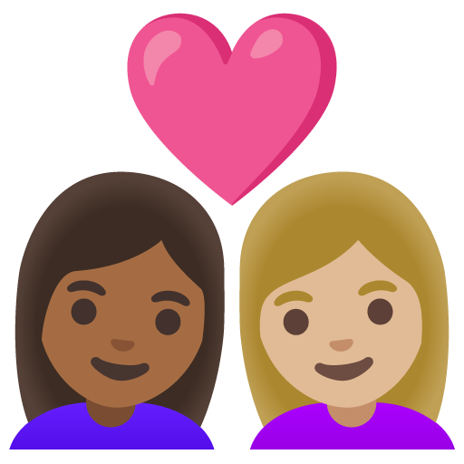 Couple with Heart: Woman, Woman, Medium-Dark Skin Tone, Medium-Light Skin Tone
