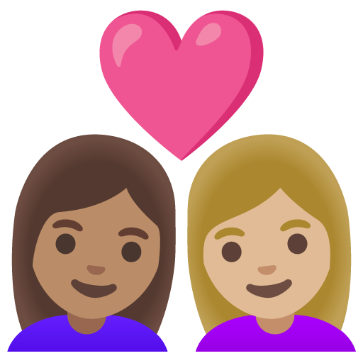 Couple with Heart: Woman, Woman, Medium Skin Tone, Medium-Light Skin Tone