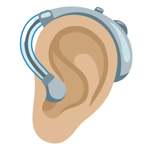 Ear with Hearing Aid: Medium-Light Skin Tone