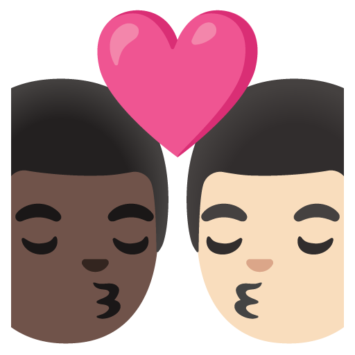 Kiss: Man, Man, Dark Skin Tone, Light Skin Tone