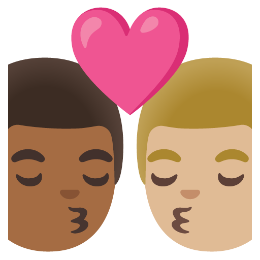 Kiss: Man, Man, Medium-Dark Skin Tone, Medium-Light Skin Tone
