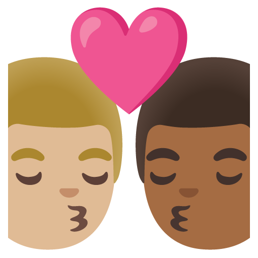 Kiss: Man, Man, Medium-Light Skin Tone, Medium-Dark Skin Tone