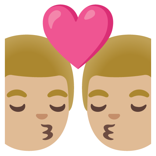 Kiss: Man, Man, Medium-Light Skin Tone