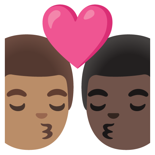 Kiss: Man, Man, Medium Skin Tone, Dark Skin Tone