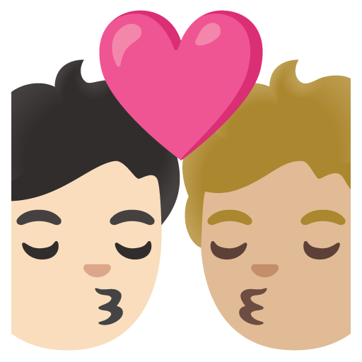 Kiss: Person, Person, Light Skin Tone, Medium-Light Skin Tone