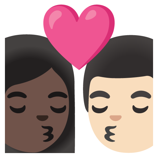 Kiss: Woman, Man, Dark Skin Tone, Light Skin Tone