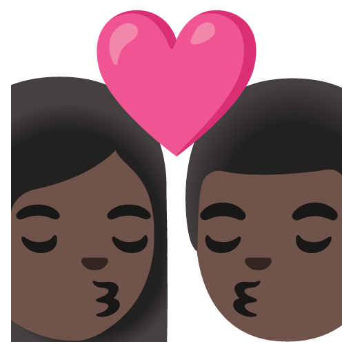 Kiss: Woman, Man, Dark Skin Tone