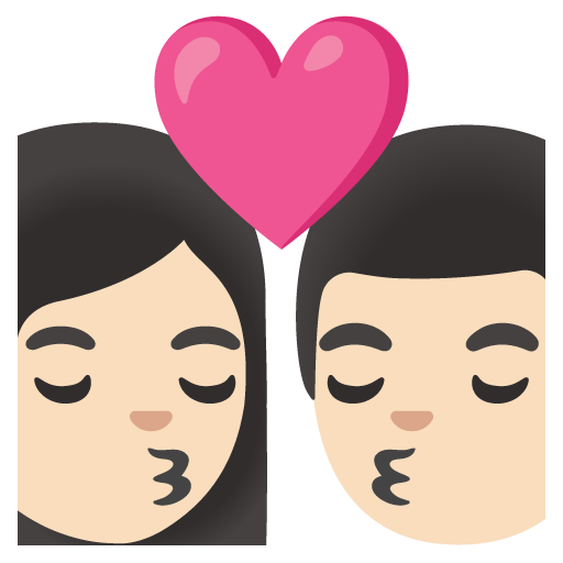 Kiss: Woman, Man, Light Skin Tone