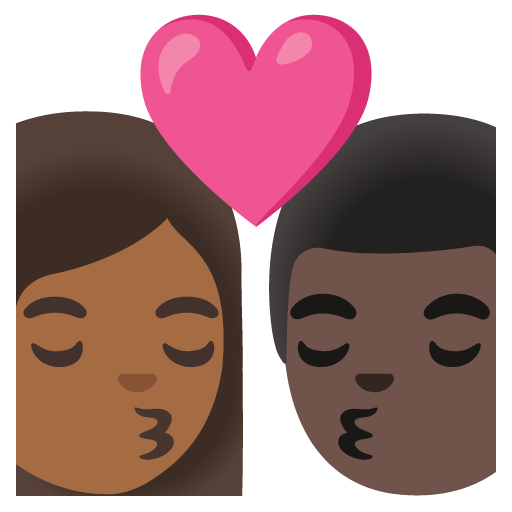 Kiss: Woman, Man, Medium-Dark Skin Tone, Dark Skin Tone