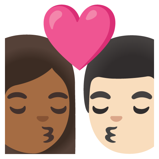 Kiss: Woman, Man, Medium-Dark Skin Tone, Light Skin Tone