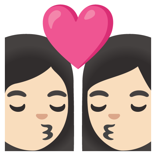 Kiss: Woman, Woman, Light Skin Tone