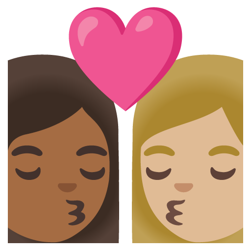 Kiss: Woman, Woman, Medium-Dark Skin Tone, Medium-Light Skin Tone