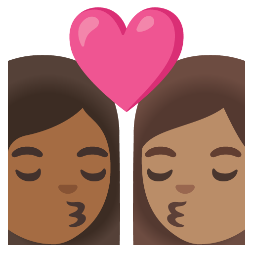 Kiss: Woman, Woman, Medium-Dark Skin Tone, Medium Skin Tone