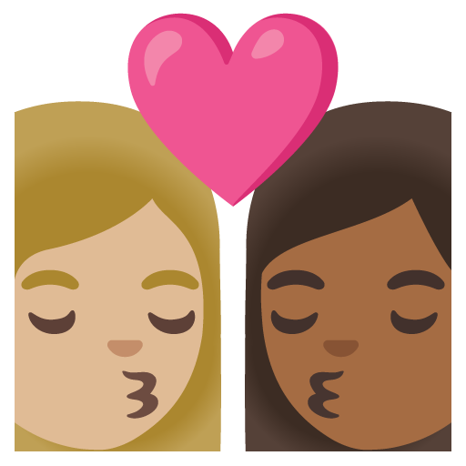 Kiss: Woman, Woman, Medium-Light Skin Tone, Medium-Dark Skin Tone