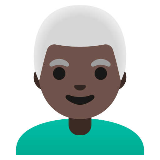 Man: Dark Skin Tone, White Hair