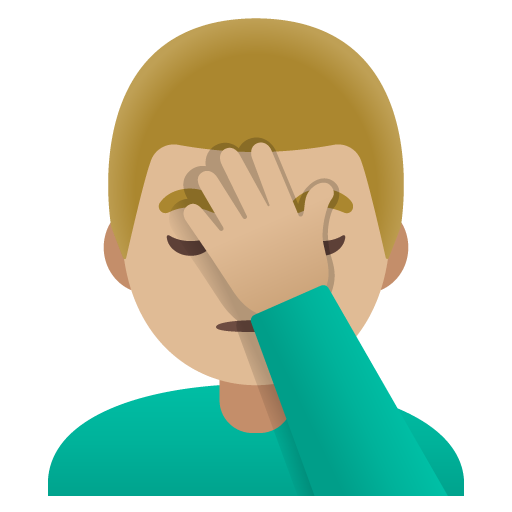 Man Facepalming: Medium-Light Skin Tone