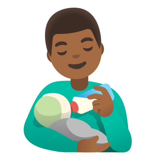 Man Feeding Baby: Medium-Dark Skin Tone