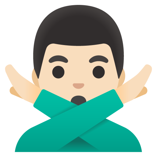 Man Gesturing No: Light Skin Tone