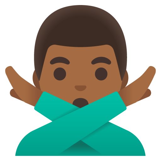 Man Gesturing No: Medium-Dark Skin Tone