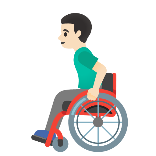 Man in Manual Wheelchair: Light Skin Tone