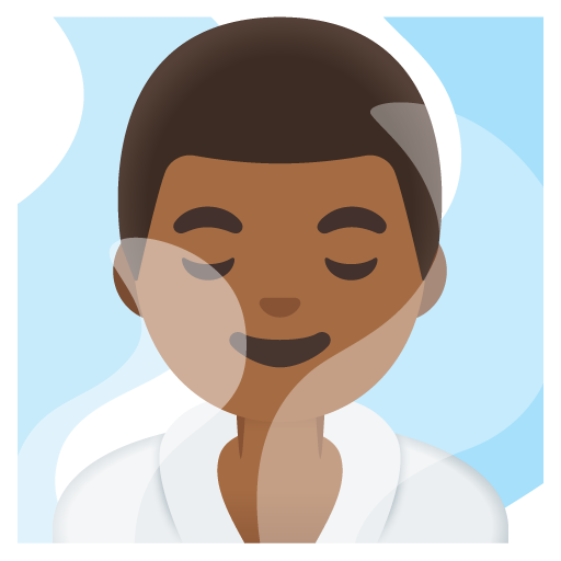 Man in Steamy Room: Medium-Dark Skin Tone