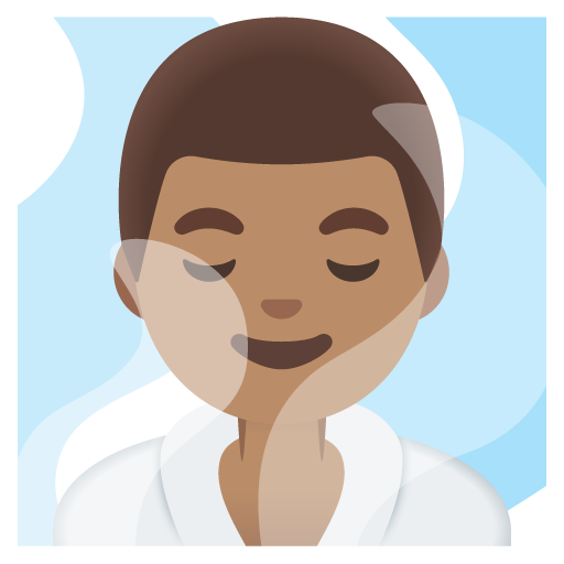 Man in Steamy Room: Medium Skin Tone
