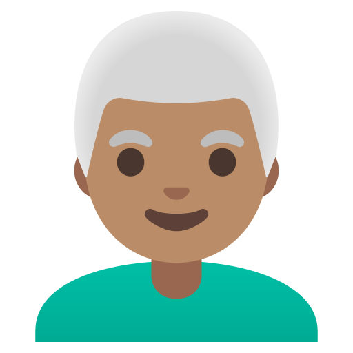 Man: Medium Skin Tone, White Hair