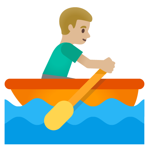 Man Rowing Boat: Medium-Light Skin Tone