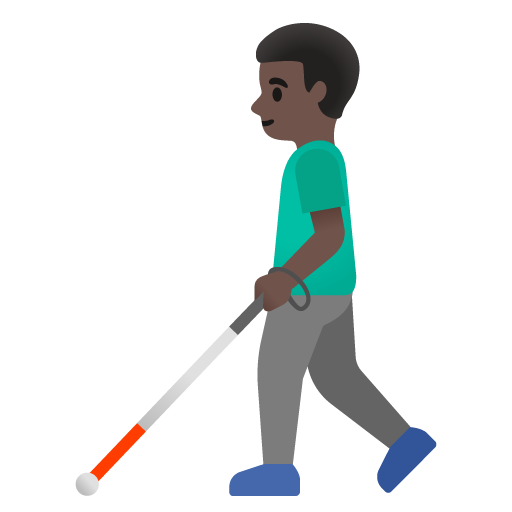 Man with White Cane: Dark Skin Tone