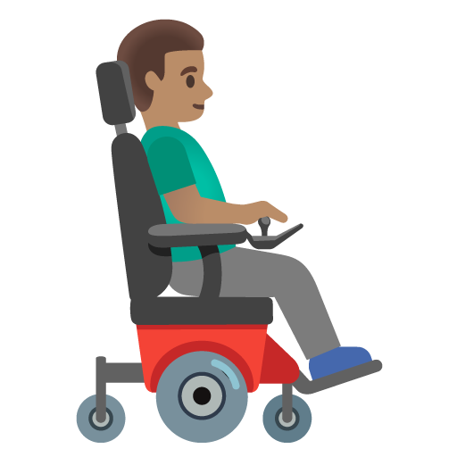 Man in Motorized Wheelchair Facing Right: Medium Skin Tone