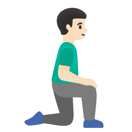 Man Kneeling Facing Right: Light Skin Tone