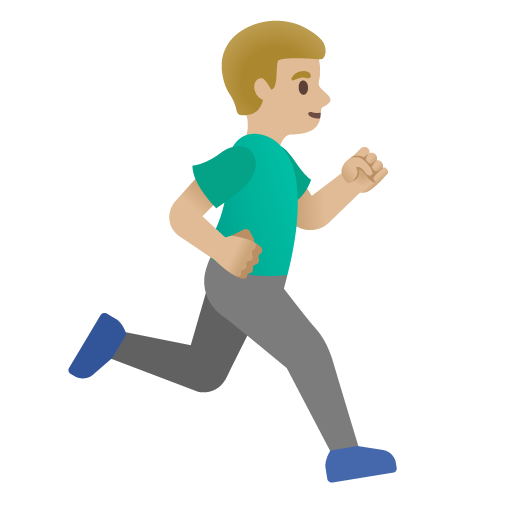 Man Running Facing Right: Medium-Light Skin Tone