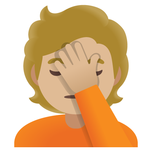 Person Facepalming: Medium-Light Skin Tone