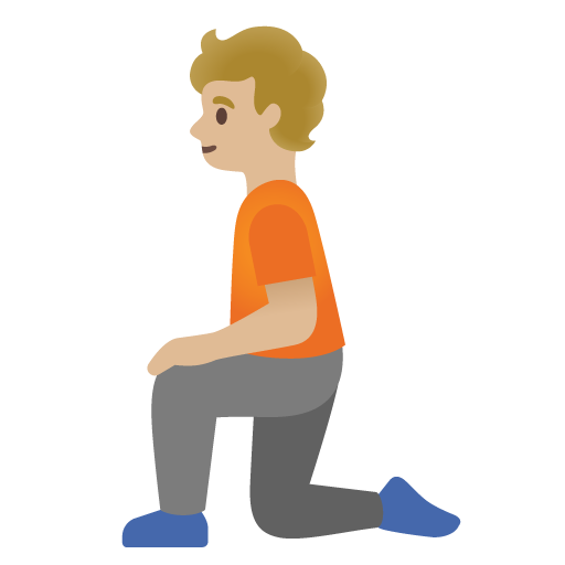 Person Kneeling: Medium-Light Skin Tone