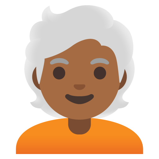 Person: Medium-Dark Skin Tone, White Hair