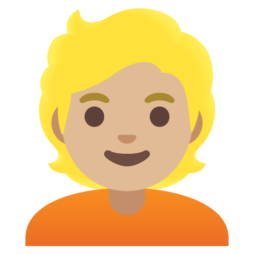 Person: Medium-Light Skin Tone, Blond Hair