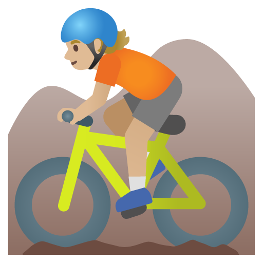 Person Mountain Biking: Medium-Light Skin Tone