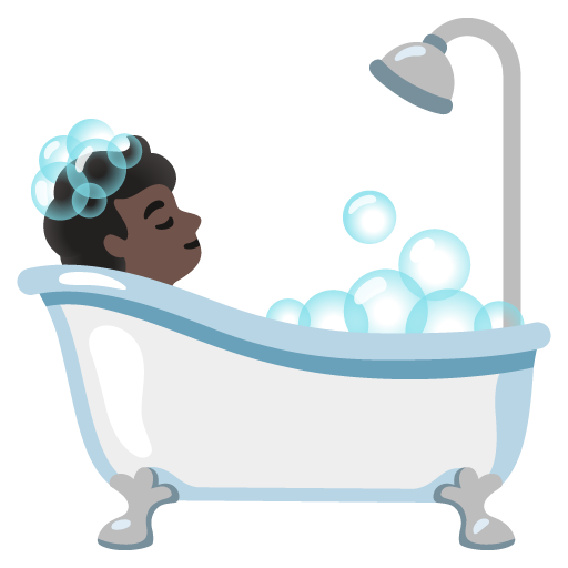 Person Taking Bath: Dark Skin Tone