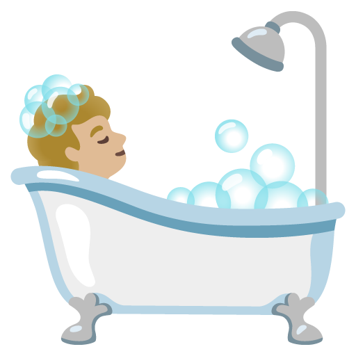 Person Taking Bath: Medium-Light Skin Tone