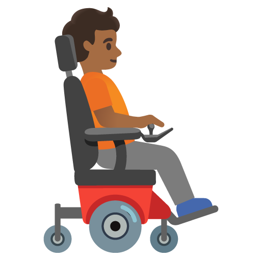 Person in Motorized Wheelchair Facing Right: Medium-Dark Skin Tone