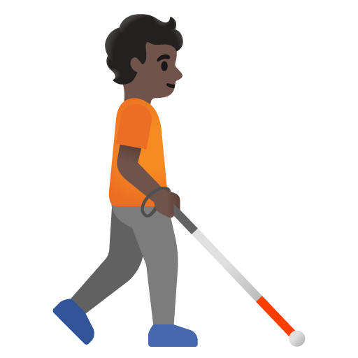 Person with White Cane: Dark Skin Tone, Facing Right