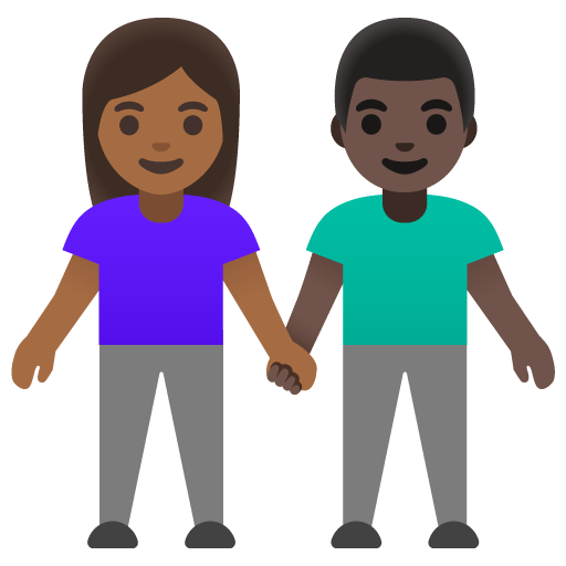 Woman and Man Holding Hands: Medium-Dark Skin Tone, Dark Skin Tone