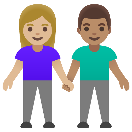 Woman and Man Holding Hands: Medium-Light Skin Tone, Medium Skin Tone