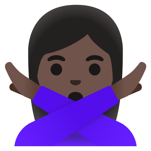Woman Gesturing No: Dark Skin Tone