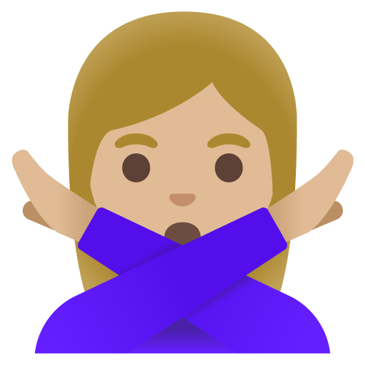 Woman Gesturing No: Medium-Light Skin Tone