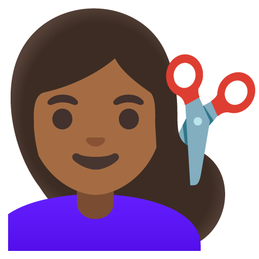 Woman Getting Haircut: Medium-Dark Skin Tone