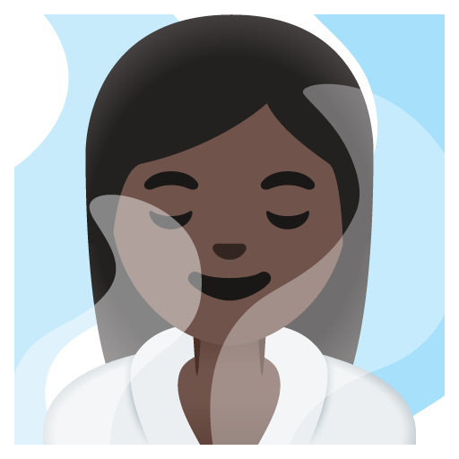 Woman in Steamy Room: Dark Skin Tone