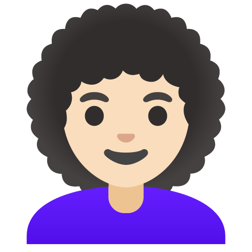 Woman: Light Skin Tone, Curly Hair