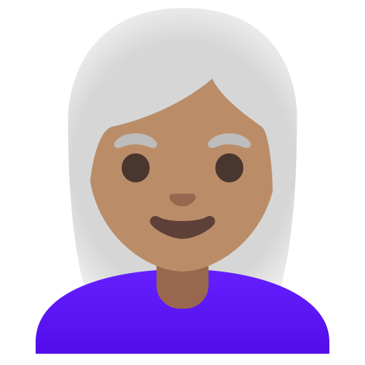 Woman: Medium Skin Tone, White Hair
