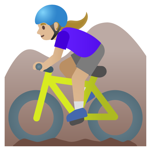 Woman Mountain Biking: Medium-Light Skin Tone